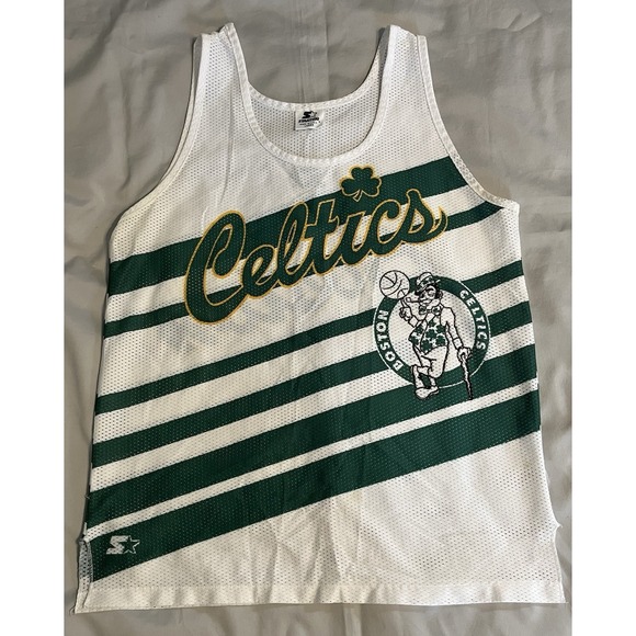 STARTER Tops - Vintage Boston Celtics Jersey Starter Mesh Tank Top Striped Made In USA White L